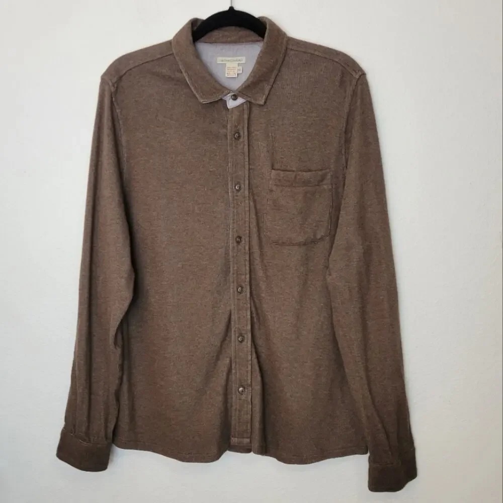 CARBON 2 COBALT Men's Brown Stretch Corduroy Midweight Button Down Shirt Sz M